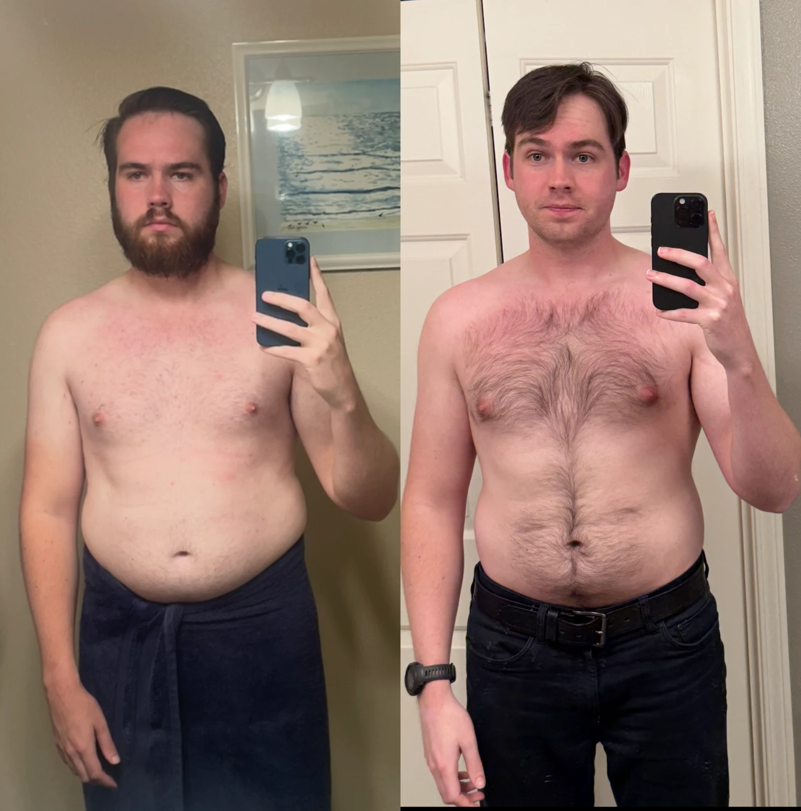 Before and after transformation of coaching client